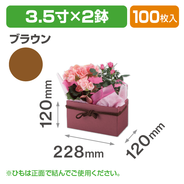 スクエアBOX(3.5寸×2鉢)ブラウン