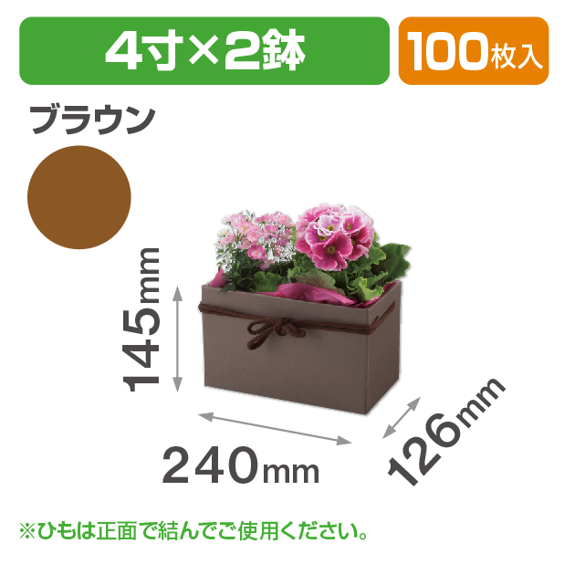 スクエアBOX(4寸×2鉢) ブラウン